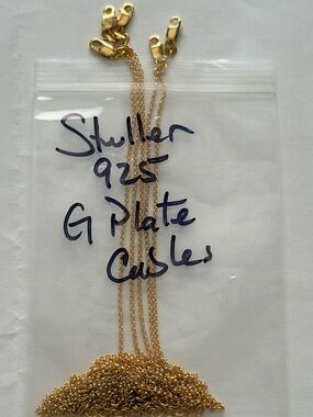 5x Stuller 925 Gold-Plated Adjustable Cable Chain w Lobster Clasp 1.1mm